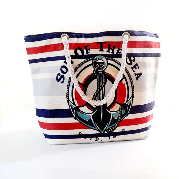 ● Eco Friendly Nautical Theme Beach Bag - Picture 3 of 16